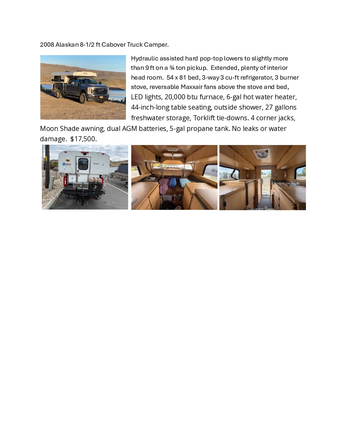 2008 8.5 FT Alaskan Camper